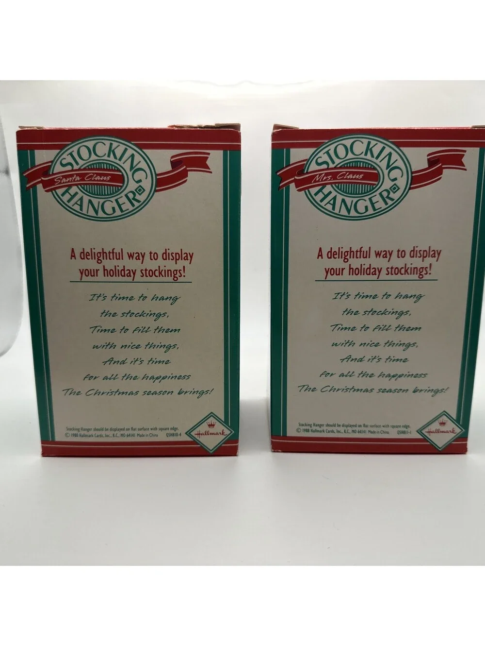 Hallmark Mr and Mrs Santa Claus Christmas Stocking Hangers (2 Lot) 1988